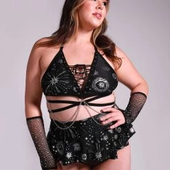 Lyte Couture X IHR Silver Moon Mini Skirt Clothing