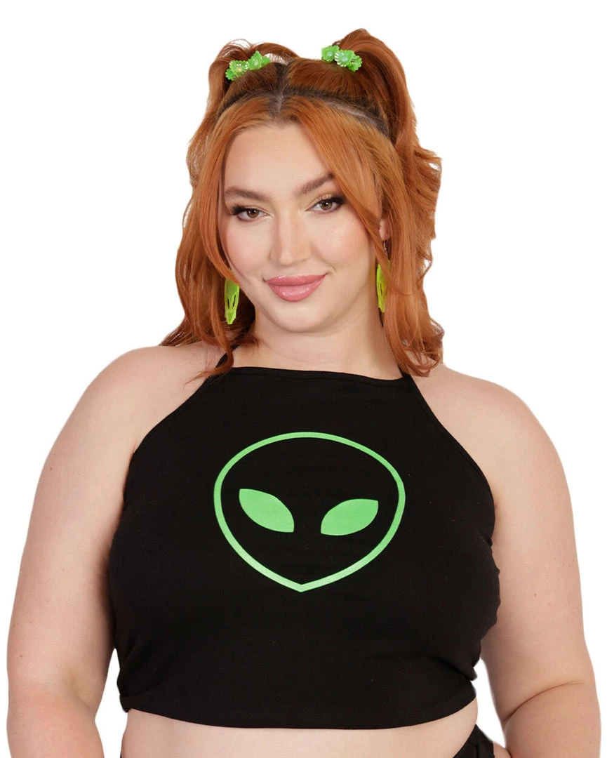Rock & Rose Clothing I Come In Peace Alien Halter Top 8 Rock & Rose Clothing I Come In Peace Alien Halter Top