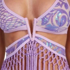 EastnWest Label Best Dressed Sequined Macrame Top