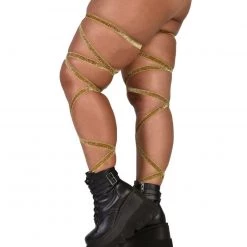 Andrew - Agent Pair Of Non-Slip Gold Glitter Leg Wraps