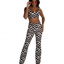 Cherry Mellow, Inc. Clothing Ahead Of The Game Checkered Crop Top