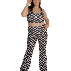 Cherry Mellow, Inc. Clothing Ahead Of The Game Checkered Bell Bottoms