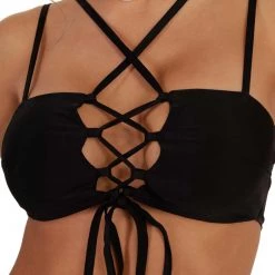 OhYes Angel Of The Night Lace-Up Crop Top Clothing