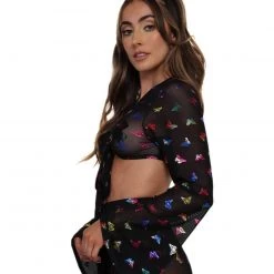 OhYes BB Ur So Fly Mesh Front Tie Top Tops