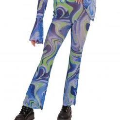 Hot & Delicious Black Bead Blue Blossom Bell Bottoms