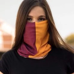 INTO THE AM Burgundy And Gold Seamless Mask Bandana