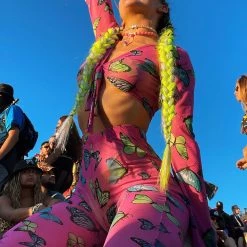 Cherry Mellow, Inc. Tops Butterfly Groove Mesh Front Tie Crop Top 21 Cherry Mellow, Inc. Tops Butterfly Groove Mesh Front Tie Crop Top