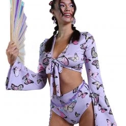 Cherry Mellow, Inc. Butterfly Groove Front Tie Crop Top 13 Cherry Mellow, Inc. Butterfly Groove Front Tie Crop Top