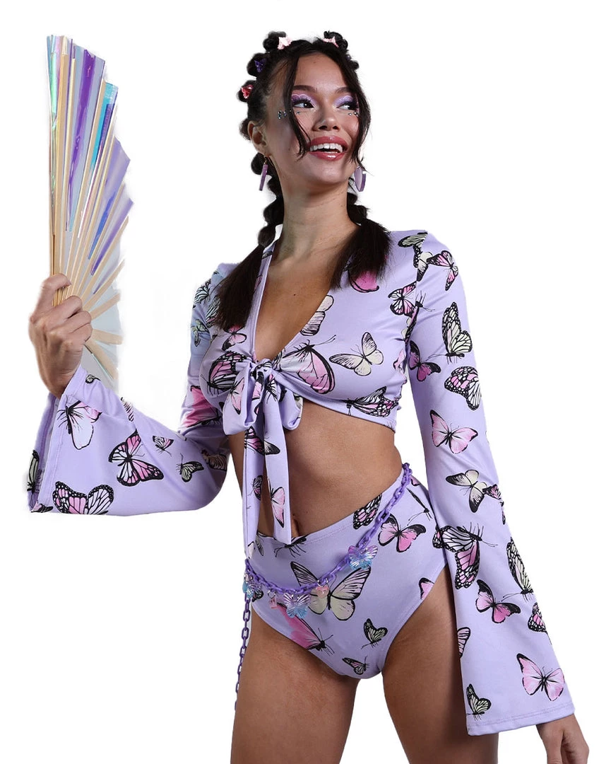 Cherry Mellow, Inc. Butterfly Groove Front Tie Crop Top 7 Cherry Mellow, Inc. Butterfly Groove Front Tie Crop Top