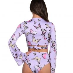 Cherry Mellow, Inc. Butterfly Groove Front Tie Crop Top 12 Cherry Mellow, Inc. Butterfly Groove Front Tie Crop Top