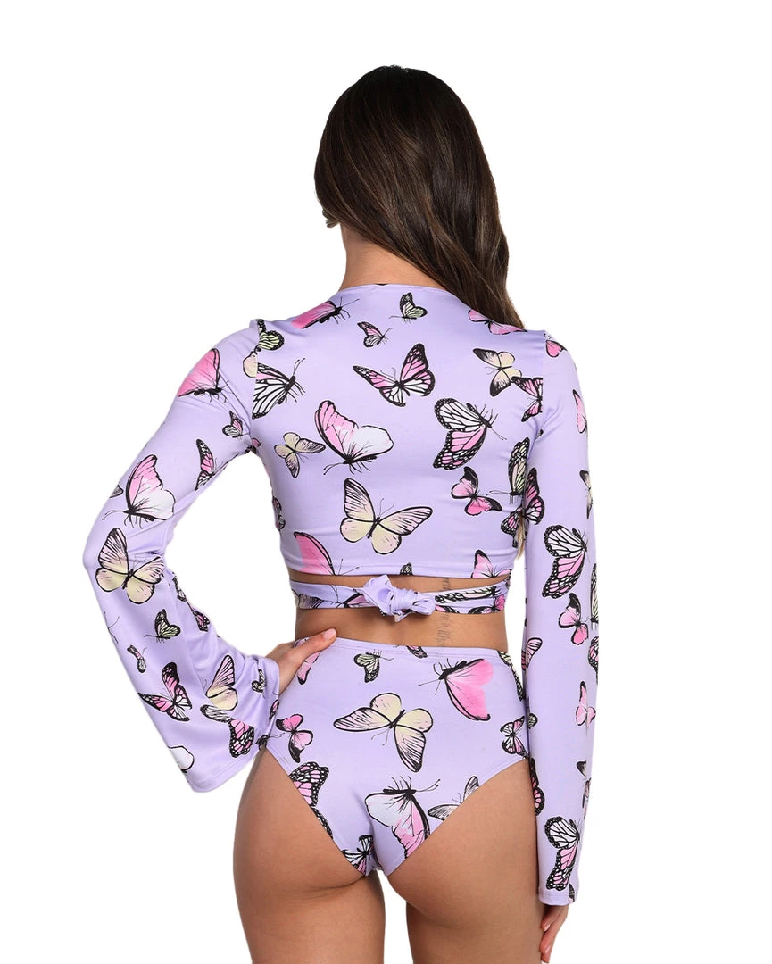 Cherry Mellow, Inc. Butterfly Groove Front Tie Crop Top 6 Cherry Mellow, Inc. Butterfly Groove Front Tie Crop Top