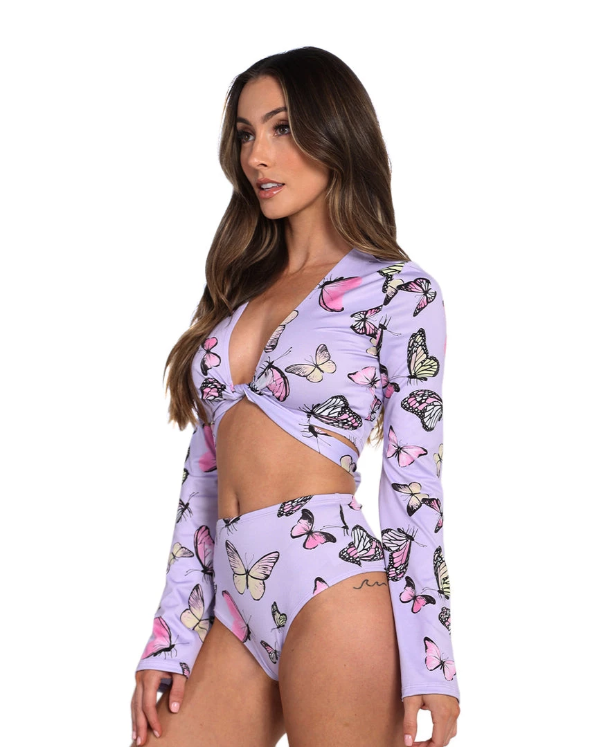 Cherry Mellow, Inc. Butterfly Groove Front Tie Crop Top 4 Cherry Mellow, Inc. Butterfly Groove Front Tie Crop Top