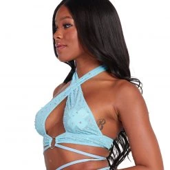 OhYes Cotton Candy Craze Rhinestone O-Ring Halter Top Tops