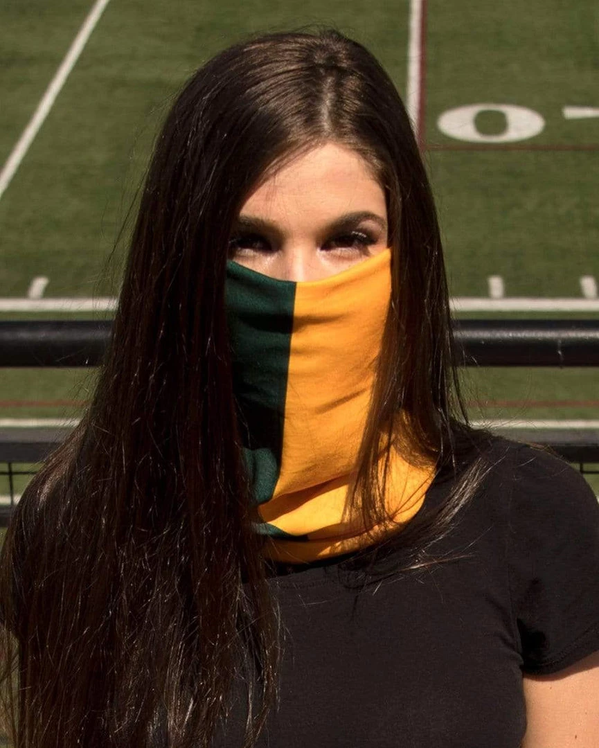 INTO THE AM Masks & Bandanas Dark Green And Gold Seamless Mask Bandana 4 INTO THE AM Masks & Bandanas Dark Green And Gold Seamless Mask Bandana