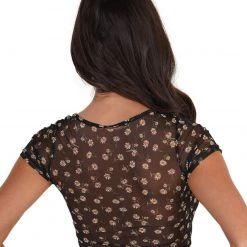 One By One Apparel Tops Dazed Daisies Mesh Crop Top