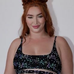 Dippin Daisies Dazzling Stars Reflective Underboob Top Clothing 24 Dippin Daisies Dazzling Stars Reflective Underboob Top Clothing