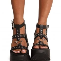 New Arrivals Demonia Electric Star Strappy Wedge Sandals