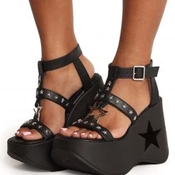 New Arrivals Demonia Electric Star Strappy Wedge Sandals