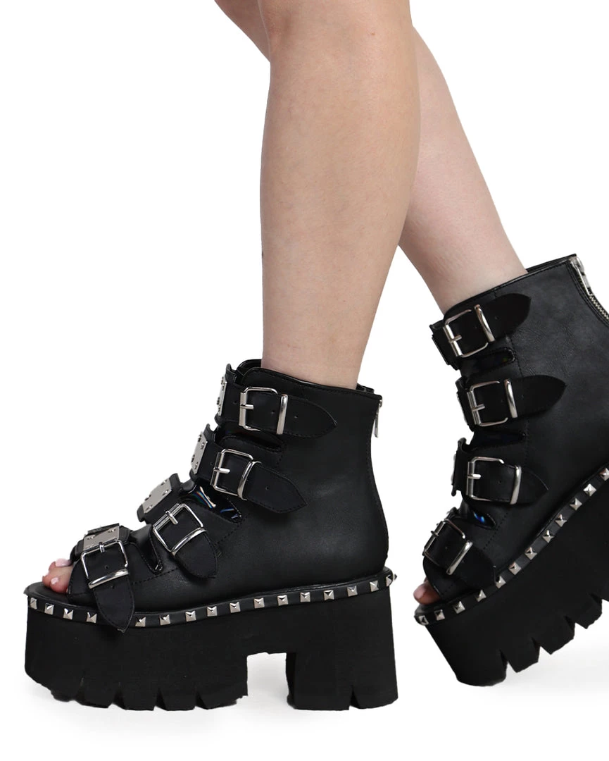 Shoes Demonia Back To Black Metal-Studded Ankle Boots 5 Shoes Demonia Back To Black Metal-Studded Ankle Boots