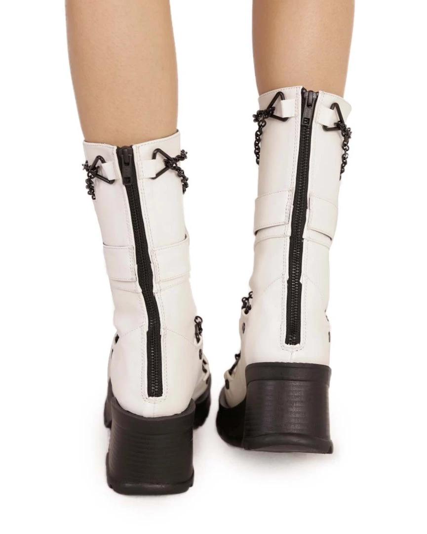 Demonia No Trespassing Metal Chain Platform Boots Shoes 6 Demonia No Trespassing Metal Chain Platform Boots Shoes