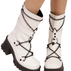 Demonia No Trespassing Metal Chain Platform Boots Shoes 8 Demonia No Trespassing Metal Chain Platform Boots Shoes