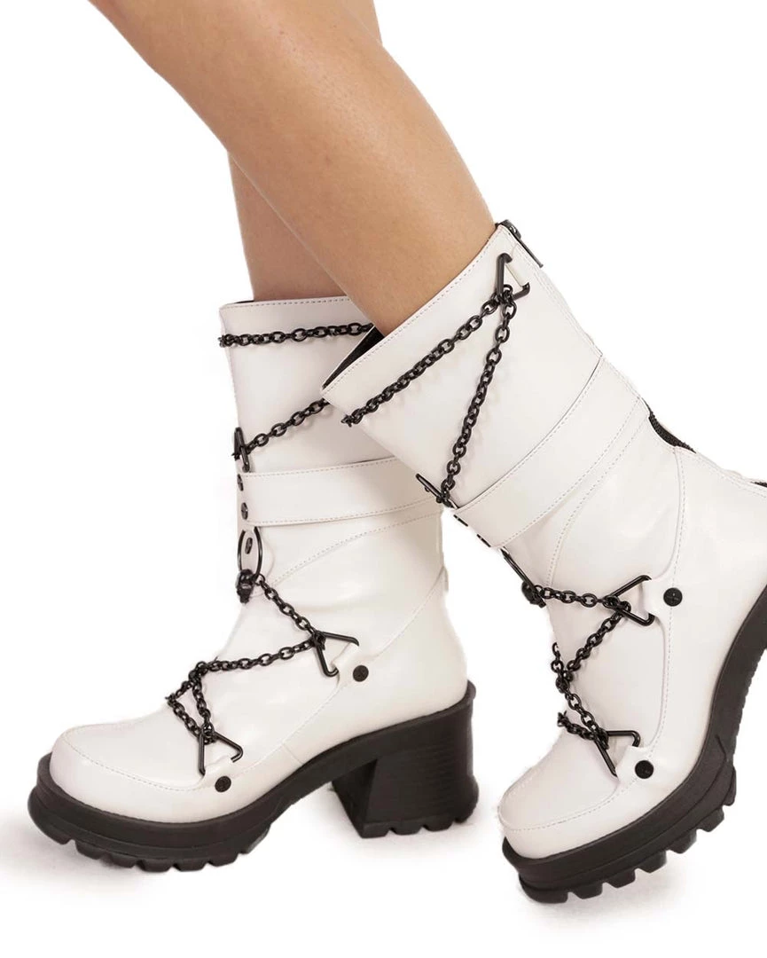 Demonia No Trespassing Metal Chain Platform Boots Shoes 3 Demonia No Trespassing Metal Chain Platform Boots Shoes