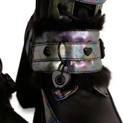 Shoes Demonia Rainbow Foil Platform Boots 7 Shoes Demonia Rainbow Foil Platform Boots