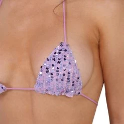 Hot & Delicious Black Bead Don't Let Me Down Sequin Bikini