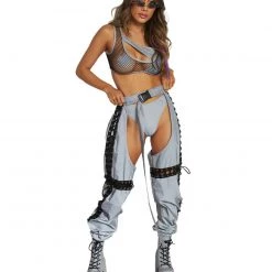 Hot & Delicious Black Bead Let There Be Light Reflective Cross-Stitched Chaps