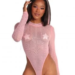 Hot & Delicious Black Bead Clothing Down If U Are Long Sleeve Bodysuit