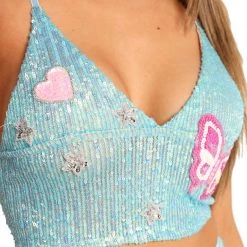 EastnWest Label Believe In Fairies Butterfly Sequin Top