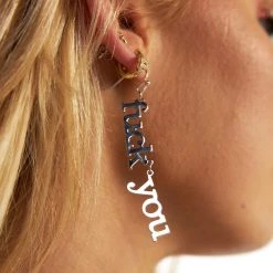 Fame Accessories F U Drop Earrings