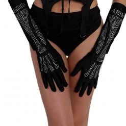 Leg Avenue Fashionably Late Rhinestone Bone Gloves