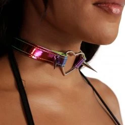 Funkplus Inc. Accessories Feel My Luv Holographic Spiked Choker