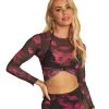 Rock & Rose Finding Balance Yin Yang Long Sleeve Mesh Top