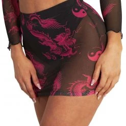 Rock & Rose Finding Balance Yin Yang Mesh Mini Skirt Clothing