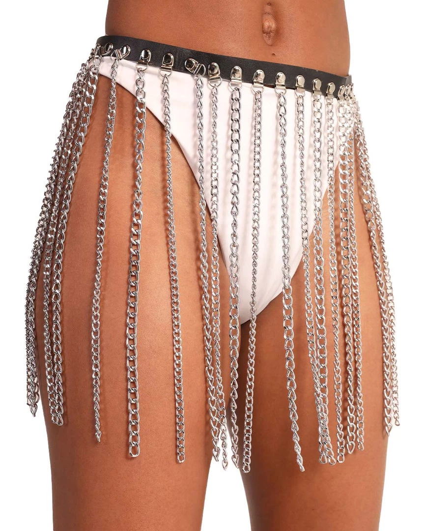 Hot & Delicious Black Bead Accessories Fine Line Chain Belt 3 Hot & Delicious Black Bead Accessories Fine Line Chain Belt