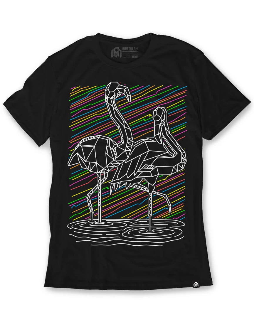 INTO THE AM Tops & Outerwear Fractal Flamingos Glow-in-the-Dark Tee 3 INTO THE AM Tops & Outerwear Fractal Flamingos Glow-in-the-Dark Tee