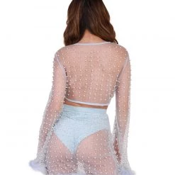 Hot & Delicious Black Bead New Arrivals Glamour Girl Pearl Studded Marabou Skirt Set