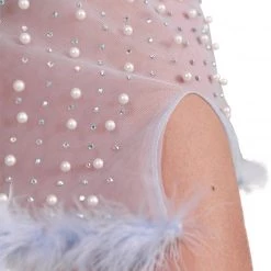 Hot & Delicious Black Bead New Arrivals Glamour Girl Pearl Studded Marabou Skirt Set