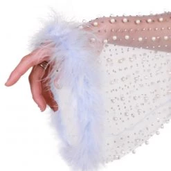 Hot & Delicious Black Bead New Arrivals Glamour Girl Pearl Studded Marabou Skirt Set