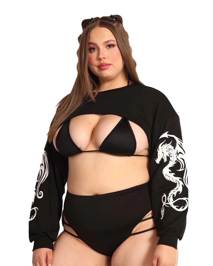 Rock & Rose Clothing Glowing Dragon Long Sleeve Ultra Crop 8 Rock & Rose Clothing Glowing Dragon Long Sleeve Ultra Crop