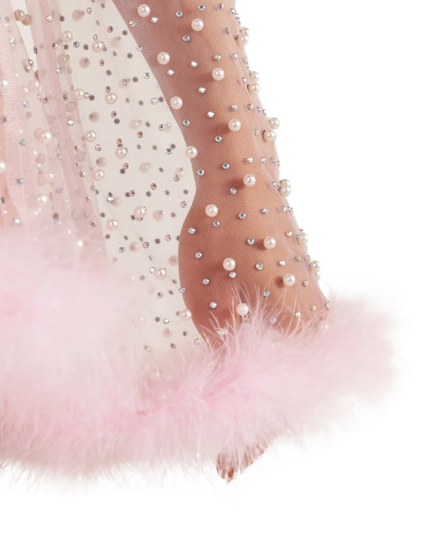 Hot & Delicious Black Bead Happy Ever After Marabou Mesh Top 4 Hot & Delicious Black Bead Happy Ever After Marabou Mesh Top