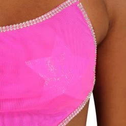 OhYes Hot Pink Frequency Rhinestone Halter Top