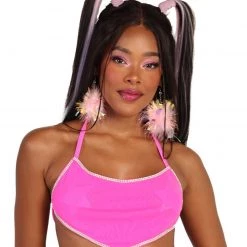 OhYes Hot Pink Frequency Rhinestone Halter Top