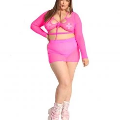 OhYes Hot Pink Frequency Rhinestone Mini Skirt