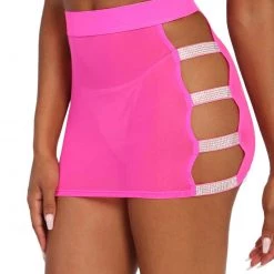 OhYes Hot Pink Frequency Rhinestone Mini Skirt