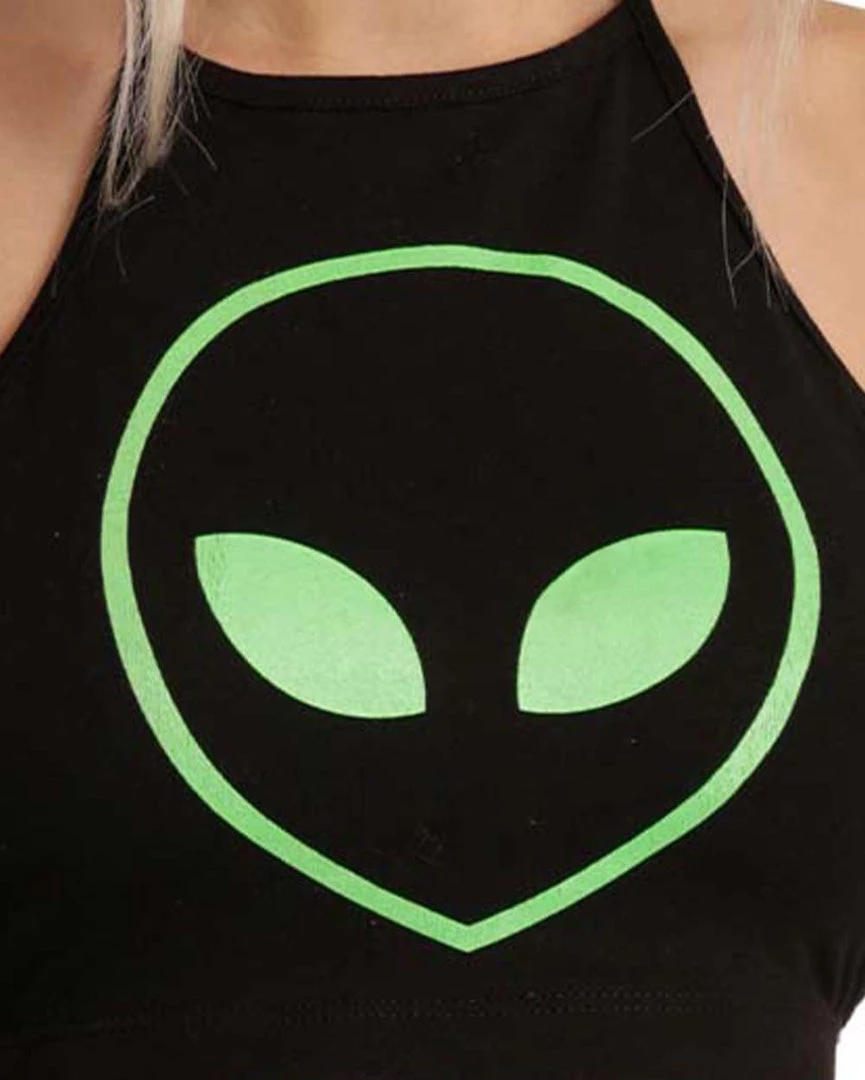 Rock & Rose Clothing I Come In Peace Alien Halter Top 4 Rock & Rose Clothing I Come In Peace Alien Halter Top