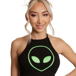Rock & Rose Clothing I Come In Peace Alien Halter Top