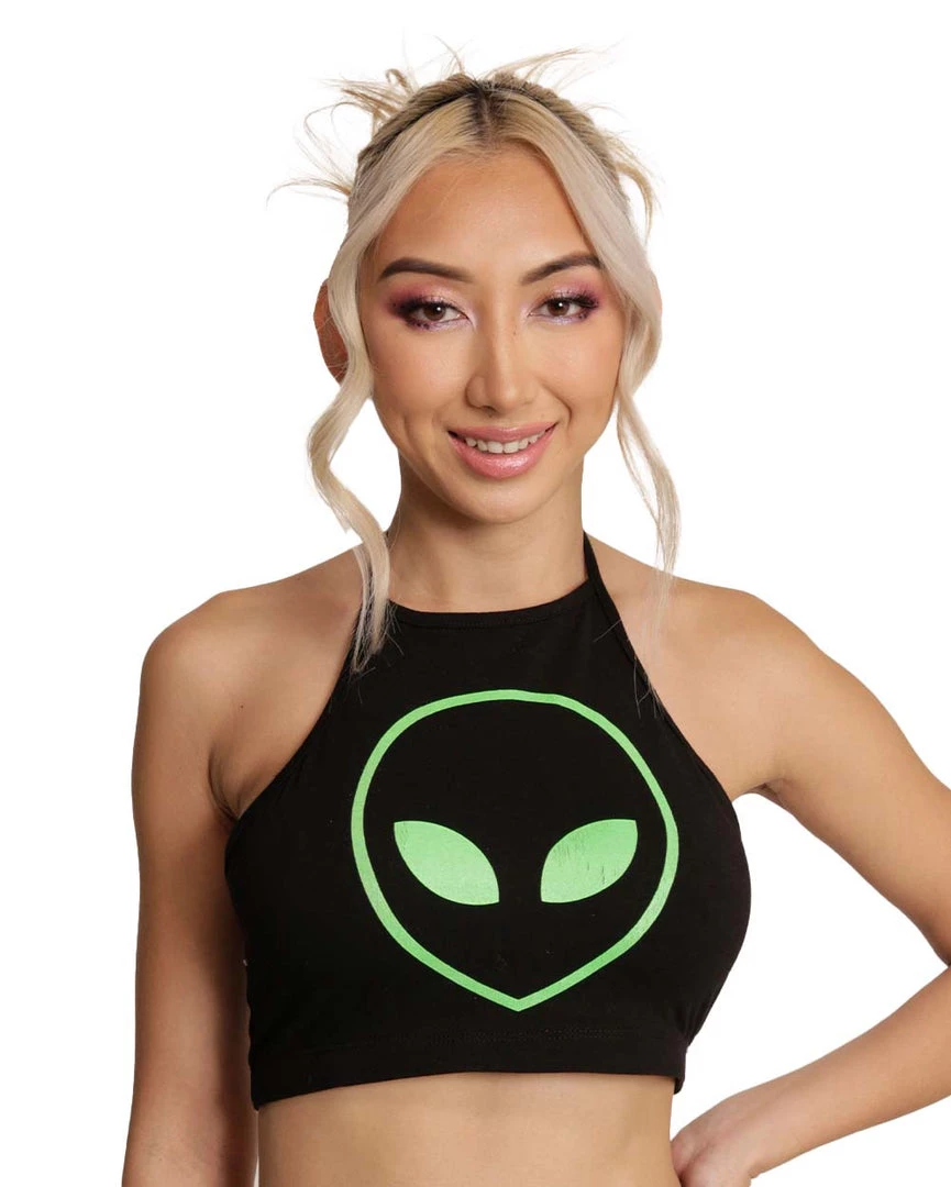 Rock & Rose Clothing I Come In Peace Alien Halter Top 3 Rock & Rose Clothing I Come In Peace Alien Halter Top